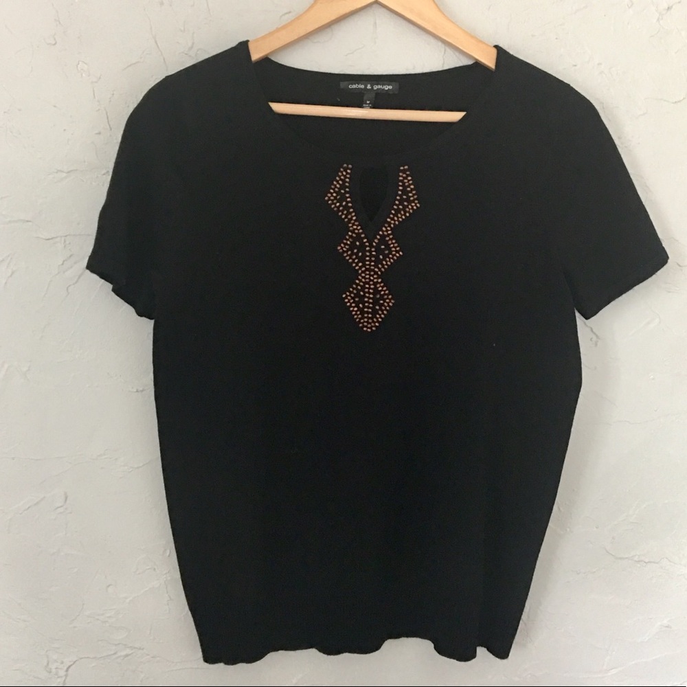 Cable & Gauge · Keyhole Beaded Knit Top